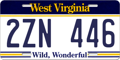 WV license plate 2ZN446