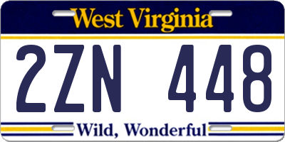 WV license plate 2ZN448