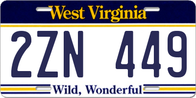 WV license plate 2ZN449