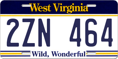 WV license plate 2ZN464