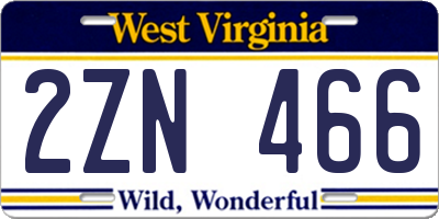 WV license plate 2ZN466