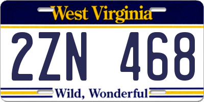 WV license plate 2ZN468