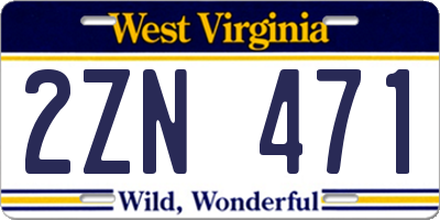WV license plate 2ZN471