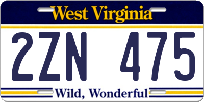 WV license plate 2ZN475