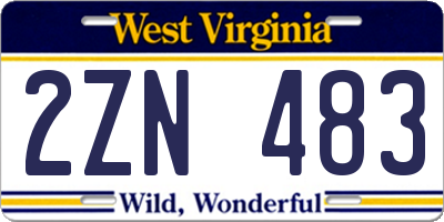 WV license plate 2ZN483