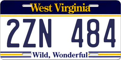 WV license plate 2ZN484