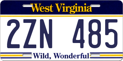 WV license plate 2ZN485