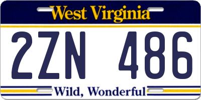 WV license plate 2ZN486
