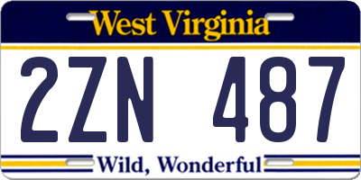 WV license plate 2ZN487
