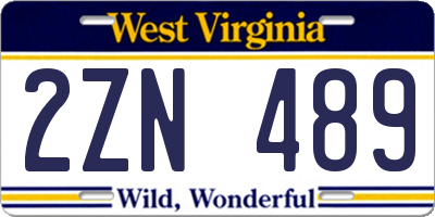 WV license plate 2ZN489