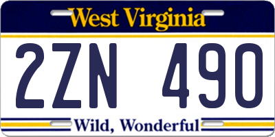 WV license plate 2ZN490