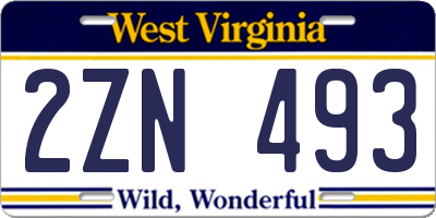 WV license plate 2ZN493
