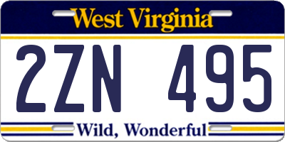 WV license plate 2ZN495
