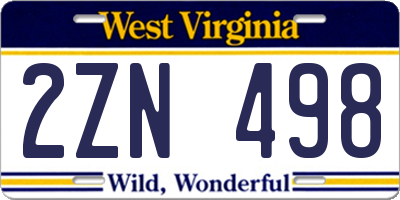 WV license plate 2ZN498