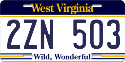WV license plate 2ZN503