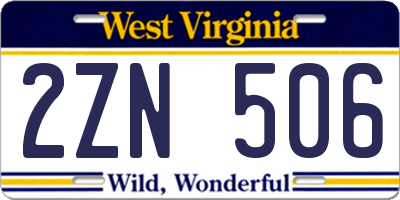 WV license plate 2ZN506