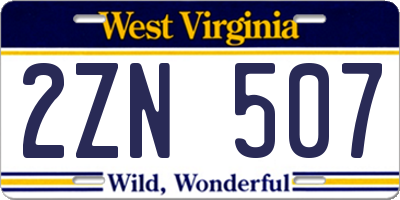 WV license plate 2ZN507