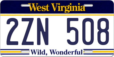 WV license plate 2ZN508