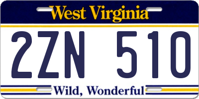 WV license plate 2ZN510