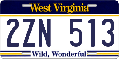 WV license plate 2ZN513