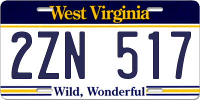 WV license plate 2ZN517