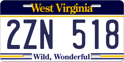 WV license plate 2ZN518