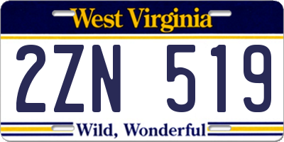 WV license plate 2ZN519