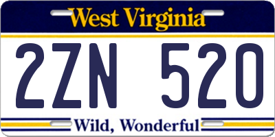 WV license plate 2ZN520