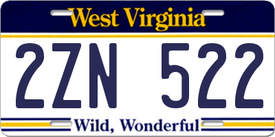 WV license plate 2ZN522