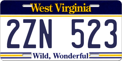 WV license plate 2ZN523