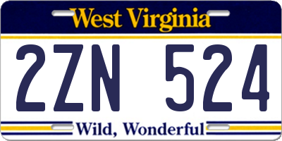 WV license plate 2ZN524