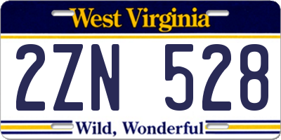WV license plate 2ZN528