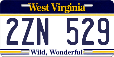 WV license plate 2ZN529