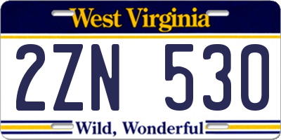 WV license plate 2ZN530