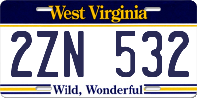 WV license plate 2ZN532