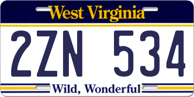 WV license plate 2ZN534