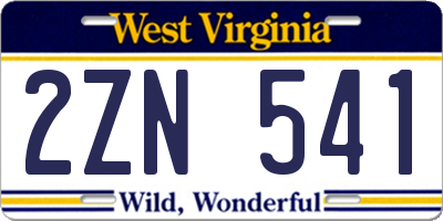 WV license plate 2ZN541