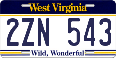WV license plate 2ZN543