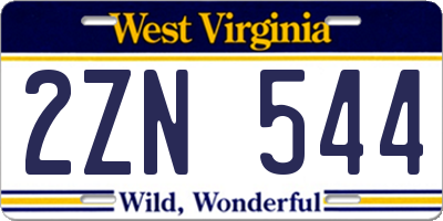 WV license plate 2ZN544
