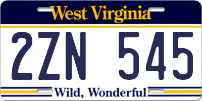 WV license plate 2ZN545