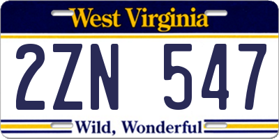 WV license plate 2ZN547