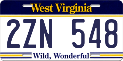 WV license plate 2ZN548
