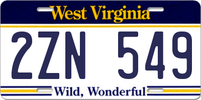 WV license plate 2ZN549