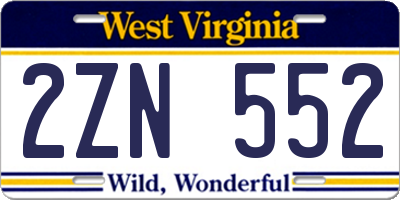 WV license plate 2ZN552