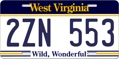 WV license plate 2ZN553