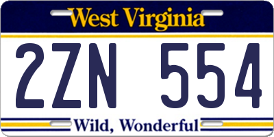 WV license plate 2ZN554