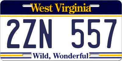 WV license plate 2ZN557