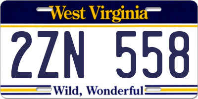 WV license plate 2ZN558
