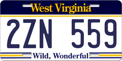WV license plate 2ZN559