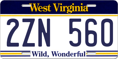 WV license plate 2ZN560